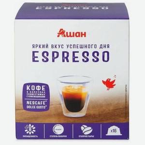 Кофе АШАН Красная птица Dolce Gusto Nescafe Espresso в капсулах 7 г х 16 шт
