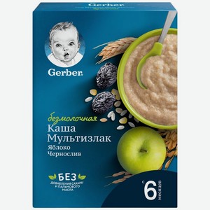 Каша Gerber безмолочная мультизлаковая с яблоком и черносливом с 6 мес. 180г, 180 г