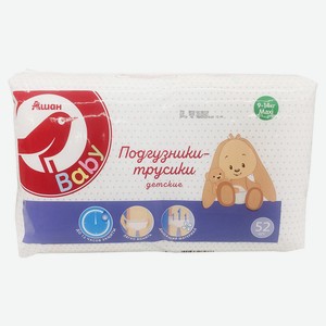 Трусики-подгузники Ашан Baby Maxi (9-14 кг) 52 шт.