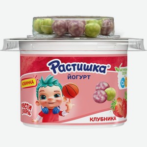 Йогурт Растишка с клубникой со злаковыми шариками со вкусом черника-банан 3%, 117г