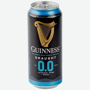 Напиток пивной Guinness Draught темный безалкогольный фильтрованный 440мл, 440 мл