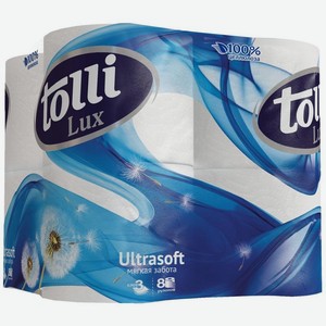 Туалетная бумага Tolli Lux Ultrasoft 3 слоя 8шт., 8 шт