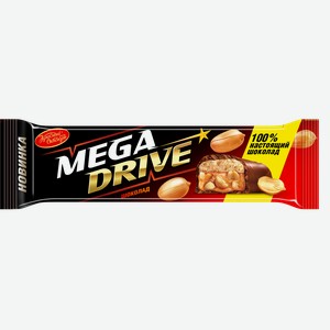 Батончик шоколадный КРАСНЫЙ ОКТЯБРЬ Mega drive с начинкой арахис/нуга/мягкая карамель, 47г
