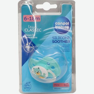 Пустышка Canpol Animals круглая силиконовая 6-18 месяцев