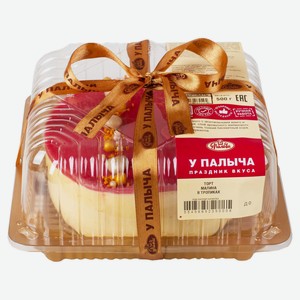 Торт муссово-бисквитный «У Палыча» Малина в тропиках на сгущенке с манго и маракуйей низкокалорийный охлажденный, 500 г