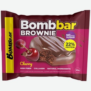 Печенье Bombbar Вишневый Брауни глазированное 50г, 54 мл