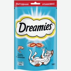 Лакомство Dreamies с лососем для взрослых кошек 140 г, 140 г