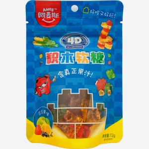 Конфеты жевательные AMOS 4D Лего, 72г