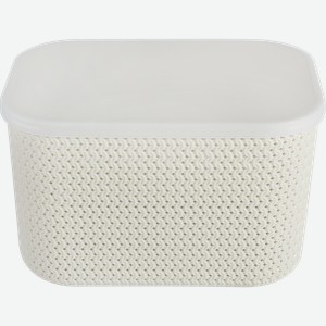 Корзина для хранения HOMECLUB Knit 25,5х18х16см, с крышкой, пластик, Арт. BA800