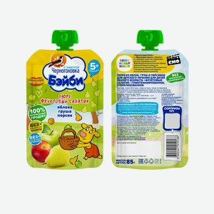 Пюре детское Черноголовка Оранжевая корова Яблоко груша персик 12*85 г