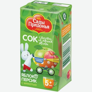 Сок Сады Придонья яблоко-персик с мякотью восстановленный, 125мл
