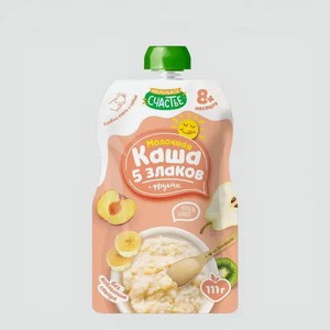 Каша молочная «Маленькое счастье» 5 злаков + фрукты, 111 г