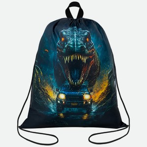 BRAUBERG Мешок для обуви KIDS, с петлей, Dino chase, Черный