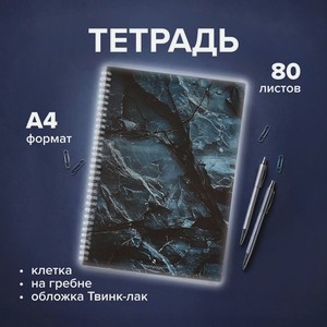 Тетрадь, А4, 80 листов, на гребне, в ассортименте