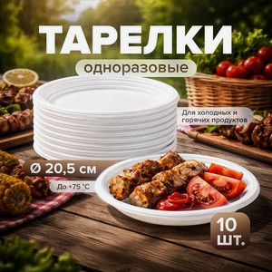 Тарелка одноразовая, 205 мм, 10 шт.