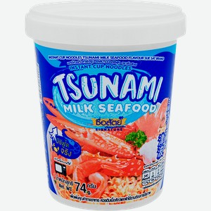 Лапша SUE SAT Tsunami/Цунами, со вкусом cливочного супа с морепродуктами, 74г