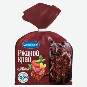 Хлеб ржано-пшеничный серый заварной «Коломенское» Ржаной край зерновой с солодом и семенами на ржаной закваске постный нарезка, 300 г