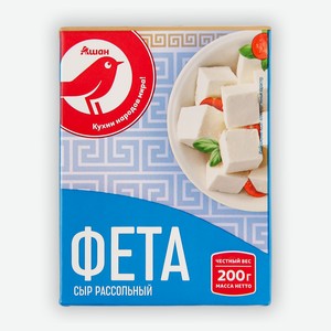 Сыр рассольный Фета АШАН Красная птица 35% БЗМЖ, 200 г