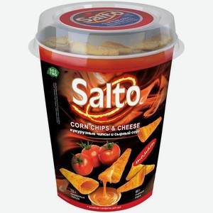 Чипсы Salto кукурузные со вкусом томата с соусом и салфеткой, 75г+60г