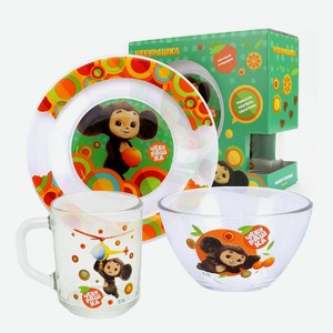 Набор посуды  Чебурашка , (3 предмета, подарочная упаковка),