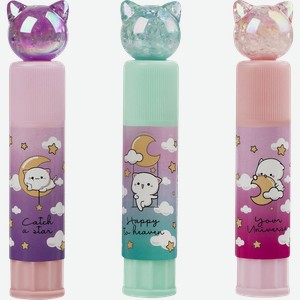 Клей-карандаш MESHU Crystal Kitten с топпером, ПВП, в ассортименте, 8г