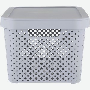 Корзина для хранения PLAST TEAM Stockholm, с крышкой, серый шторм, 10л, Арт. PT500501025