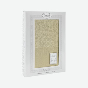 KARNA Скатерть жаккард водонепроницаемая DARVIN круглая, Цвет: Зеленый