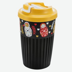 Стакан для горячих напитков с клапаном и декором Матрешки, 4