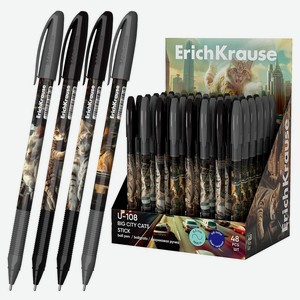 Ручка шариковая ErichKrause U-108 Stick Big City Cats синяя 1.0 мм, 1 шт в ассортименте
