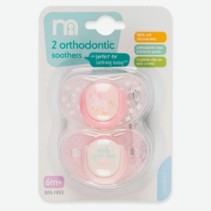 Соска-пустышка детская Mothercare Единорог ортодонтическая с 6 мес, 2 шт