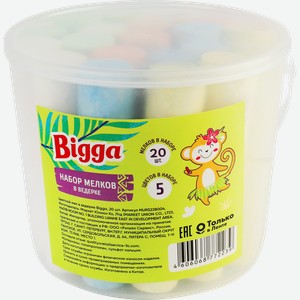 Игрушка BIGGA Цветной мел в ведерке, Арт. 2205K0100, 20шт