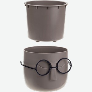 Кашпо со вставкой IDEA Стив d 11,5см 650мл, белый ротанг, французский серый, банановый, Арт. М 3079