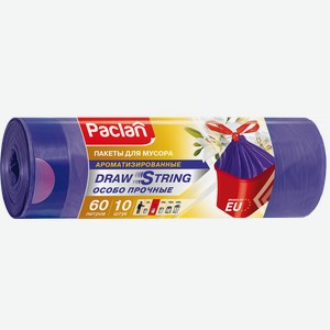 Мешки для мусора PACLAN Aroma 60л, с завязками, 10шт