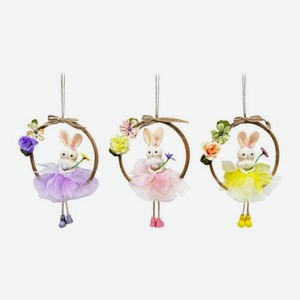 Подвесное украшение Веночек с зайкой 24см в ассортименте