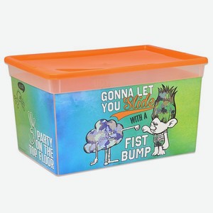 Коробка Полимербыт Trolls 16л Сине-Оранжевая 4371774