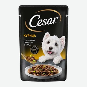 Влажный корм для собак с курицей и зелеными овощами в соусе Cesar 85г