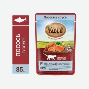 Влажный корм для кошек лосось в соусе Natures Table 85г