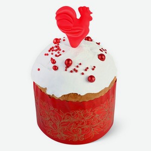 Кулич на сливочном масле с клюквой, шоколадной глазурью и изюмом, 590г