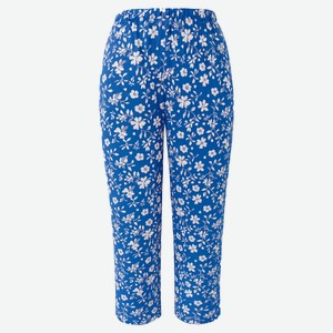 Брюки домашние женские InExtenso синие с рисунком цветы, р. S-XXL