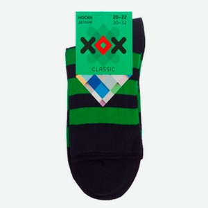 Носки детские для мальчика «ХОХ» темно-синие в полоску, р. 22