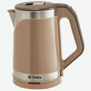 DELTA Чайник электрический DL-1109, Цвет: бежевый. Двойной корпус. Закрытый нагревательный элемент из нержавеющей стали. Автоматическое отключение при закипании. Блокировка включения без воды. Объем 2 л. Номинальная потребляем