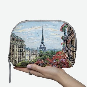 МАХАОН Косметичка женская большая кожаная, голубой