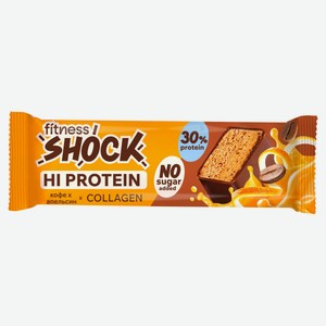 Батончик протеиновый FitnesSHOCK Hi Protein кофе апельсин с коллагеном, 40 г