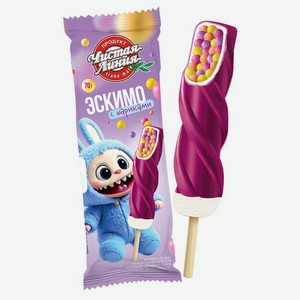 Мороженое Чистая линия Спиролло Эскимо пломбир с шариками с ароматом граната 12% БЗМЖ, 70г, 70 г