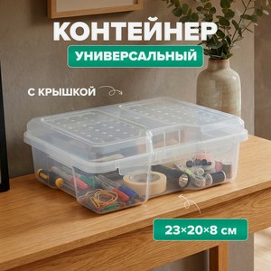 Контейнер универсальный с крышкой, 23х20х8 см