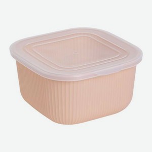 Пластиковая миска с крышкой квадратная рифлёная 600мл