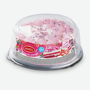 Торт бисквитный MIREL Русская ягода со легким сливочно-молочным кремом и джемом из лесных ягод охлажденный, 680 г