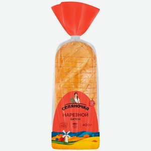 Батон Селяночка Нарезной нарезка 400г, 400 г