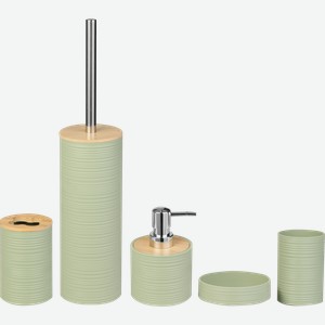 Набор для ванной HOMECLUB 5 предметов, полипропилен, бамбук, нержавеющая сталь, Арт. 9999