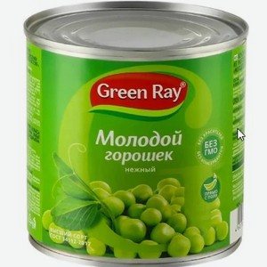 ГОРОШЕК ЗЕЛЕНЫЙ ГРИН РЭЙ 400Г Ж/Б. Цена указана по карте  Премия . Цена без карты 73,66 руб